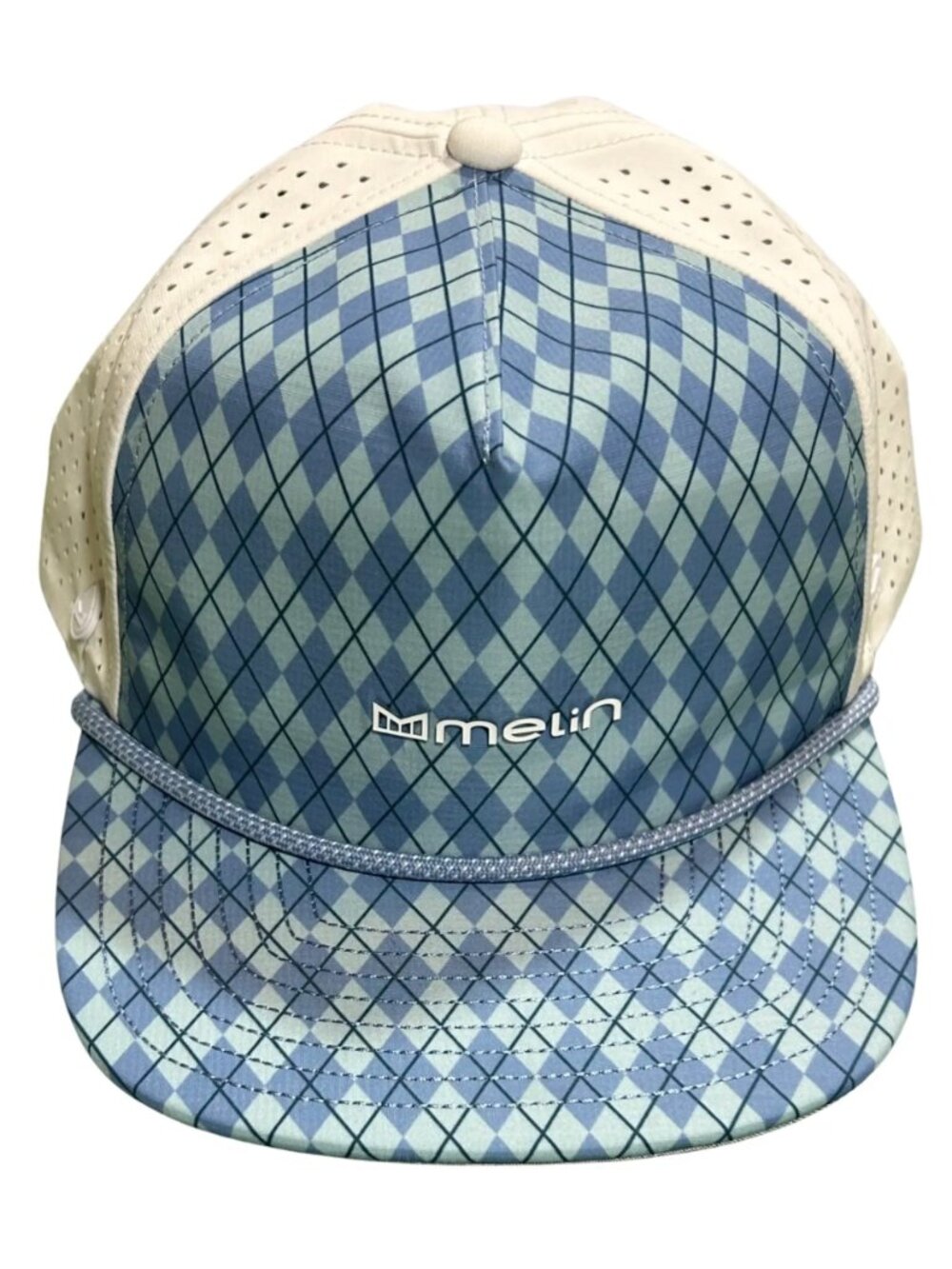 Melin Blue White Argyle Hydro Coronado Links Performance Snapback Golf Hat